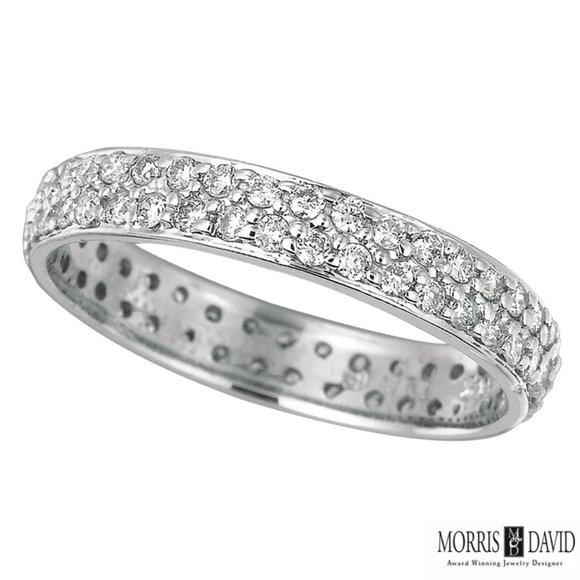 Thin 14K Gold Round Cut Pave Diamond Band 0.75 carat 204522 0.75 CT Diamond Eternity Ring Band G SI 14K Gold